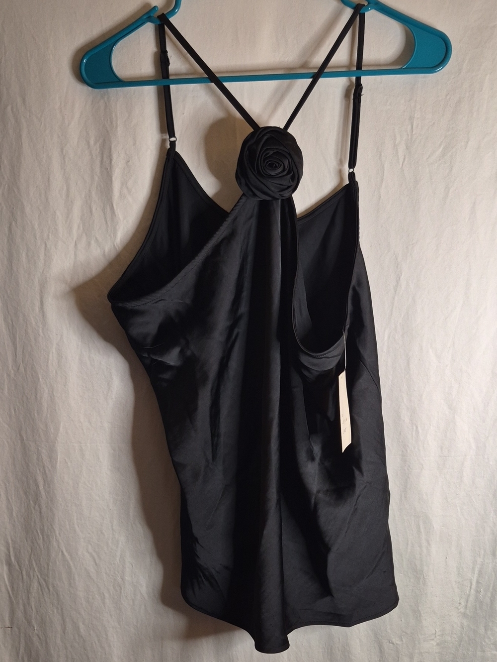 a new day Black Satin Rose-Back Camisole